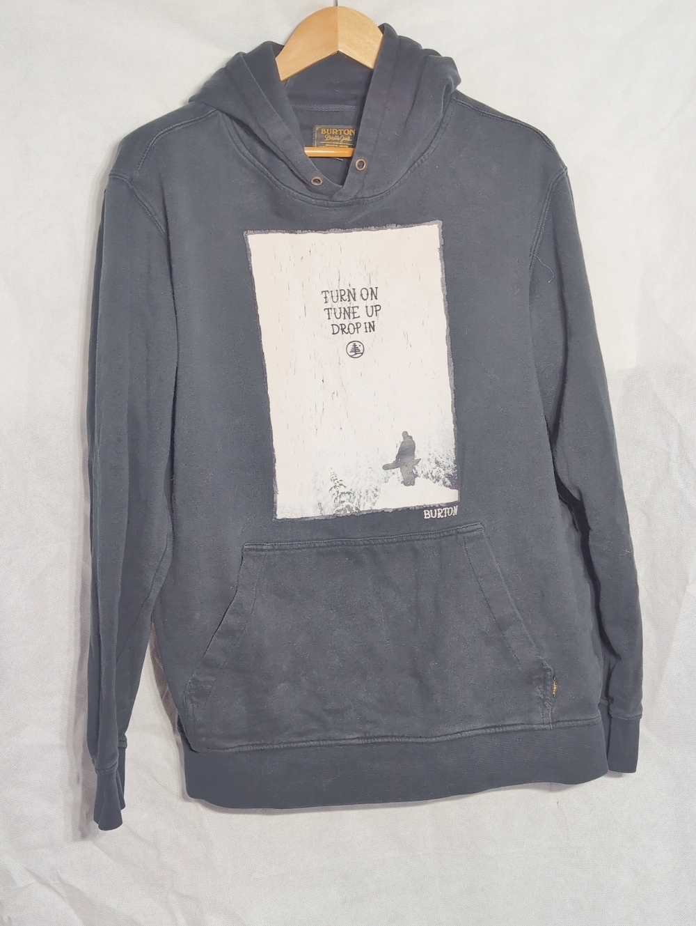 Burton Snowboard L Men's Black Graphic Pullover Hoodie - Turn On Tune Up Drop In